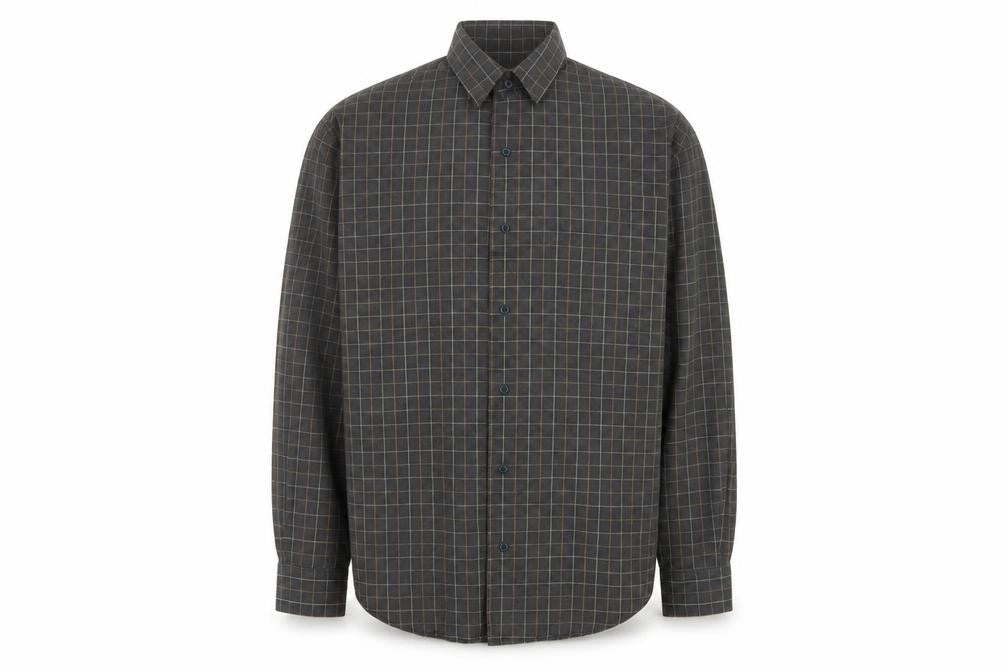 Timberland Men Grey Check XL Cotton Long Sleeve Button-Up Shirt