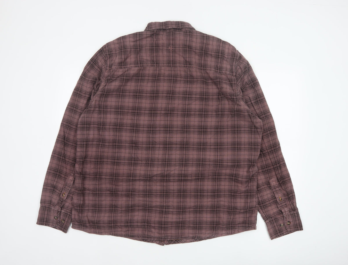 Fat Face Men Pink Check 2XL Button-Down Long Sleeve Cotton Shirt