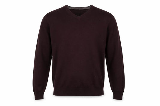 Next Men's Brown M V-Neck Fine Knit Acrylic Pullover Jumper