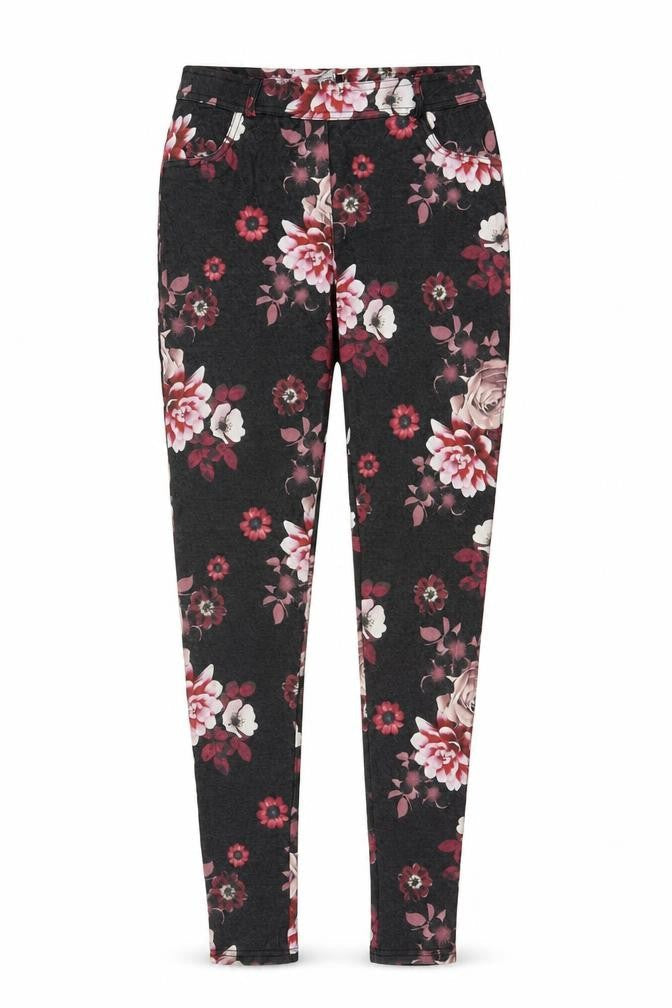 Select Women’s Black Floral Skinny Stretch Jeggings UK 8