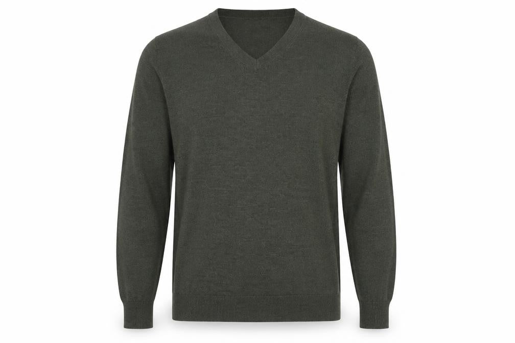Austin Reed Men’s Green V-Neck Wool Blend Pullover Jumper Size L