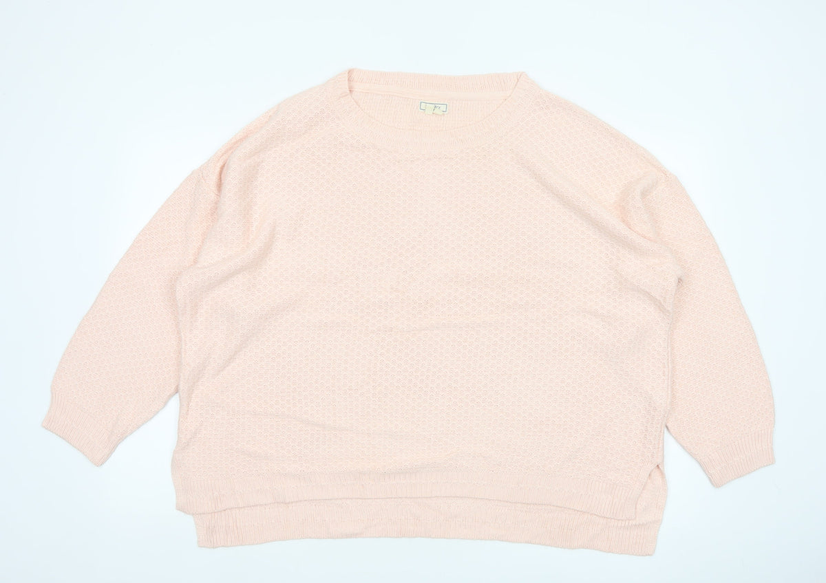 Fat Face Women Pink UK 24 Relaxed Crew Neck Knit Jumper
