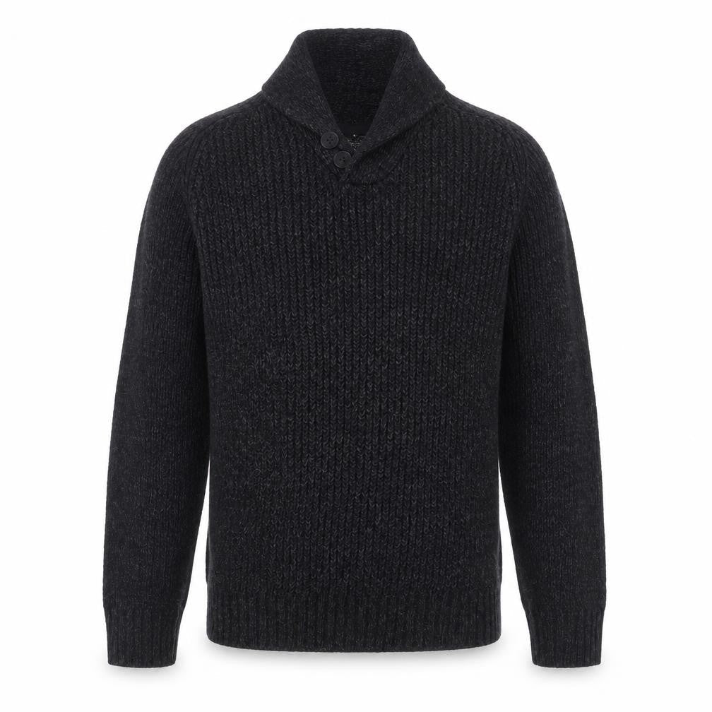 Next Men Black Small Henley Jumper Chunky Knit Button High Neck