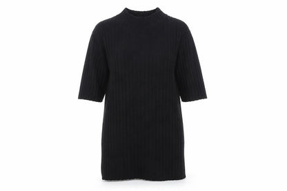 Reiss Women Black M Ribbed Knit Mock Neck Tunic Jumper