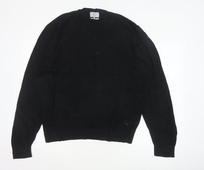 Marks & Spencer Men Black XL V-Neck Regular Fit Pullover Jumper