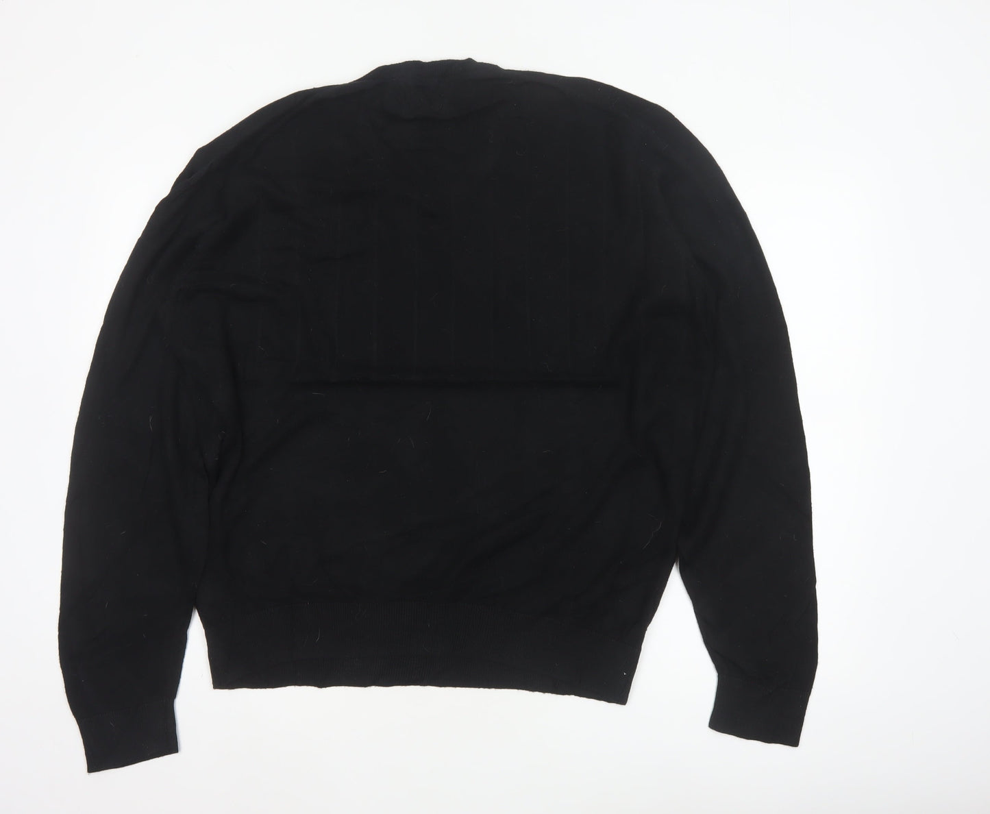Marks & Spencer Men Black XL V-Neck Regular Fit Pullover Jumper