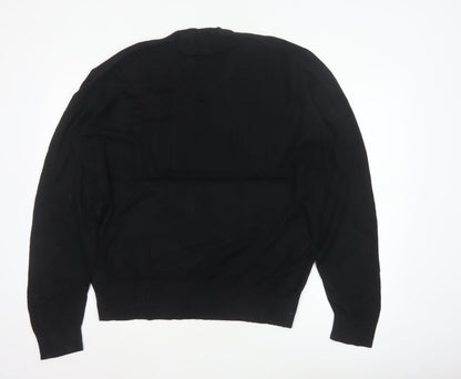 Marks & Spencer Men Black XL V-Neck Regular Fit Pullover Jumper