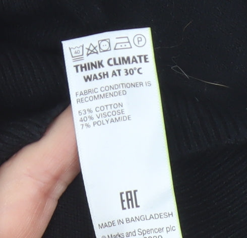 Marks & Spencer Men Black XL V-Neck Regular Fit Pullover Jumper