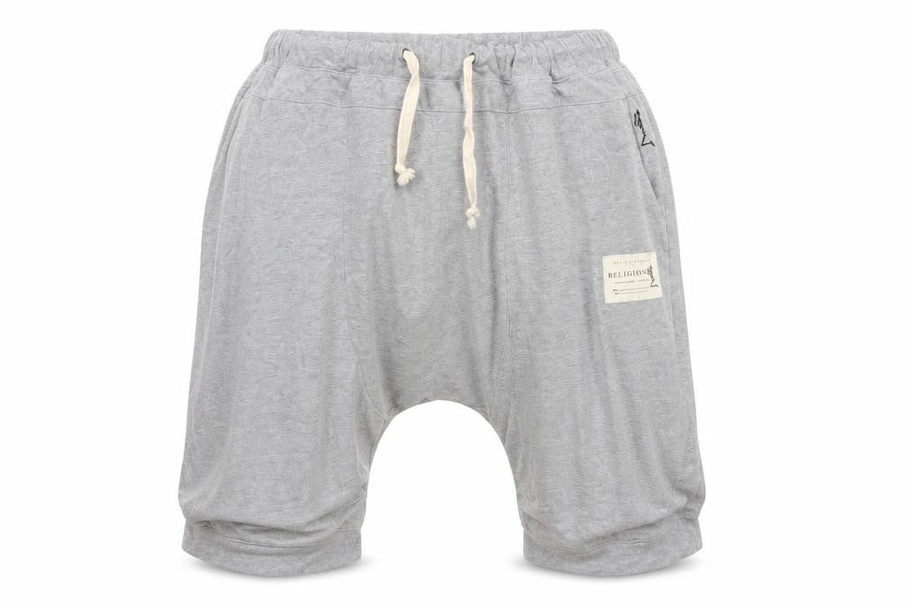 Religion Men's Grey L Sweat Shorts Drawstring Cotton Logo Pockets