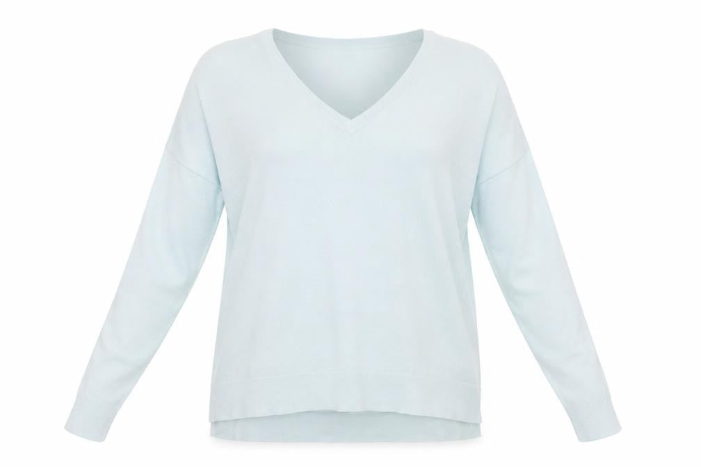 Gap Women’s Blue Silk Blend V-Neck Long Sleeve Knit Jumper Size S