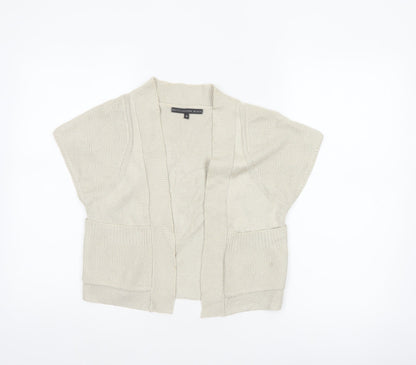 Additional front view of Betty Jackson Black Women Ivory, size 10, Open Knit Cardigan Pockets