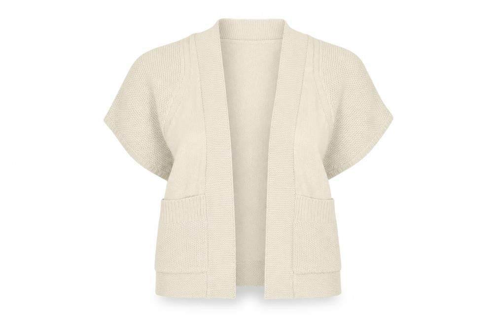 Betty Jackson Black Women Ivory Size 10 Open Knit Cardigan Pockets
