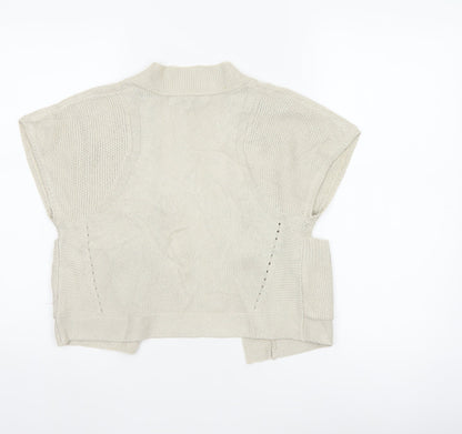 Close-up detail of Betty Jackson Black Women Ivory, size 10, Open Knit Cardigan Pockets