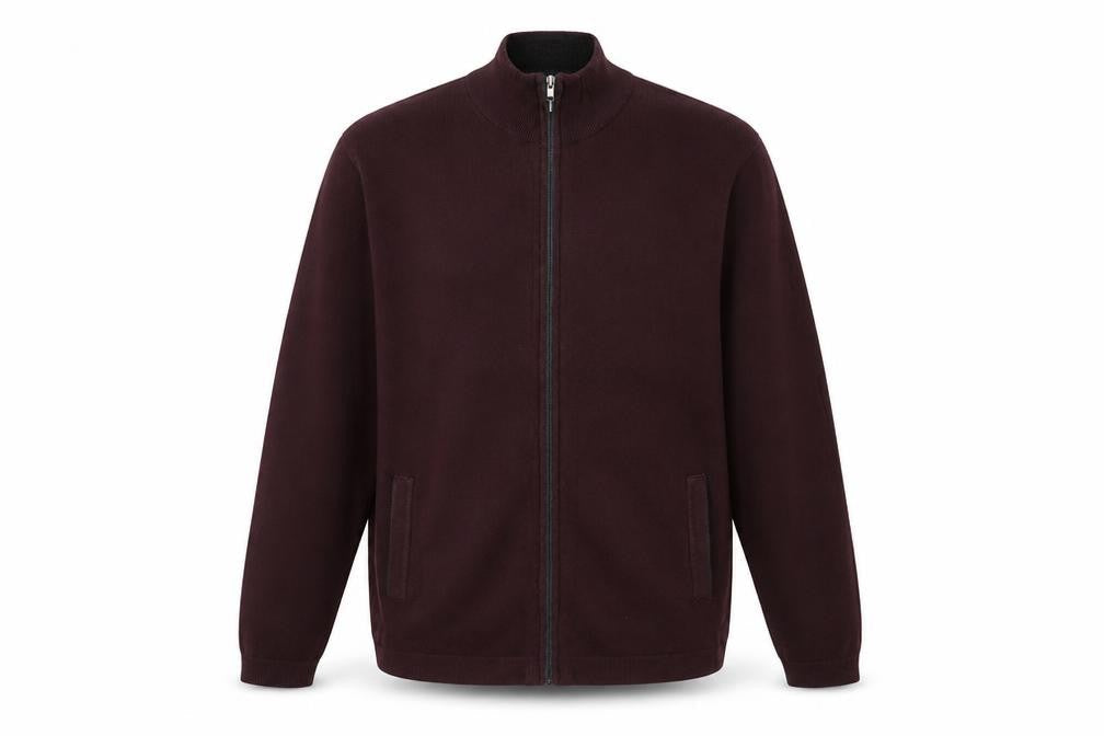 Jeff Banks London Men's Burgundy S Cotton Cashmere Full Zip Jumper