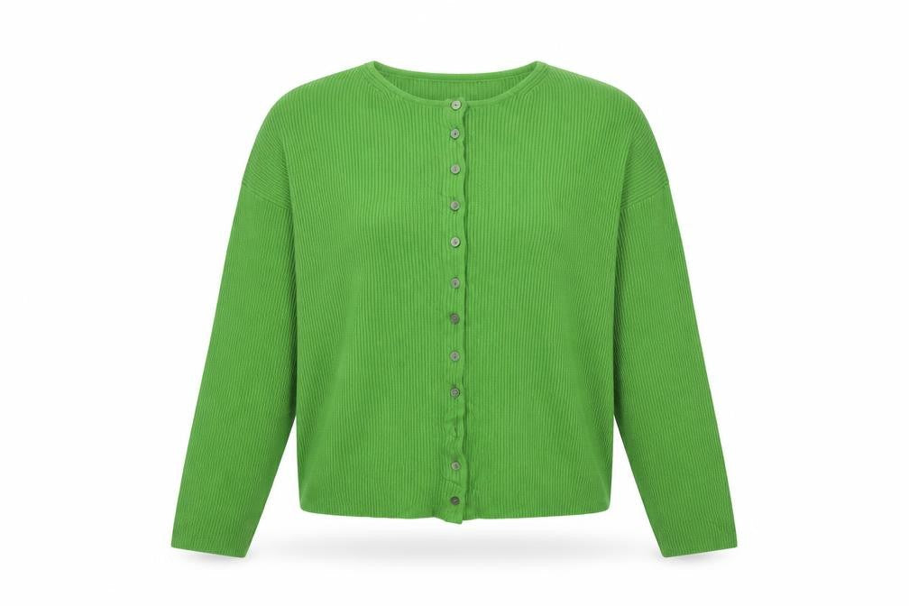 Marks & Spencer Women Green Size 10 Rib Knit Button Cardigan