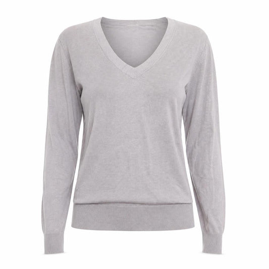 Gap Women’s Grey Linen Cotton V-Neck Pullover Jumper Size S
