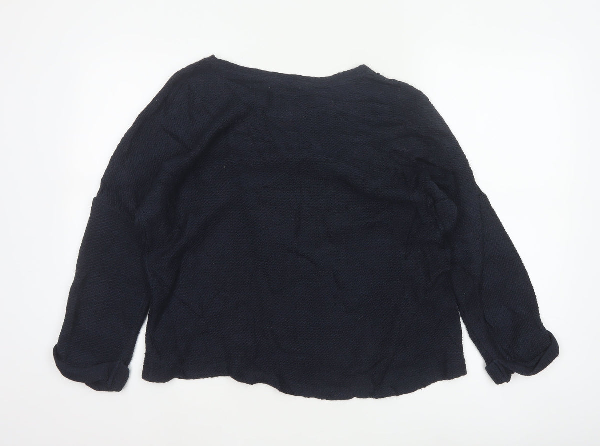 Next Women’s Navy Blue Size 14 Floral Crochet Yoke Knit Jumper