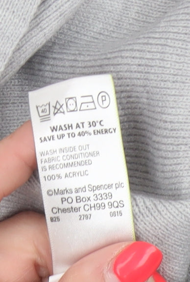Marks & Spencer Women Grey Medium Open Front Waterfall Longline Knit Cardigan