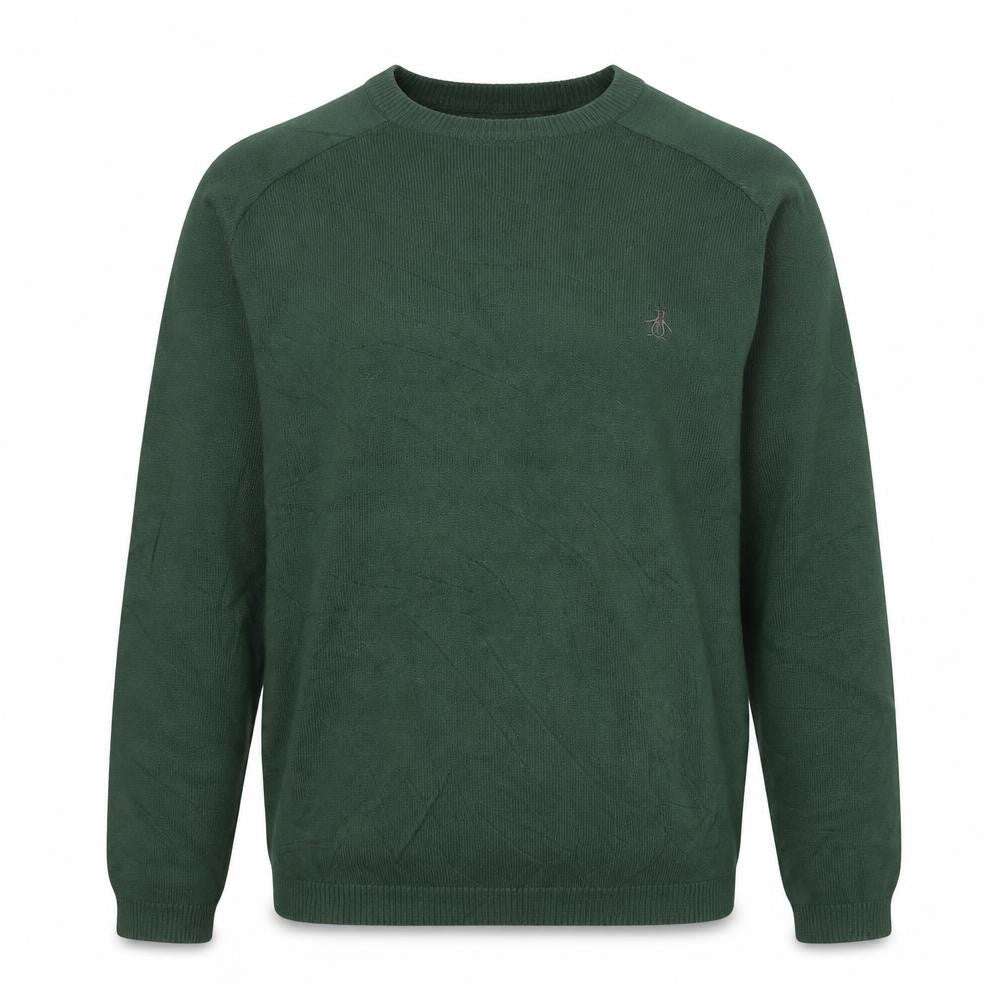 Original Penguin Men’s Green S Crew Neck Cotton Logo Pullover Jumper