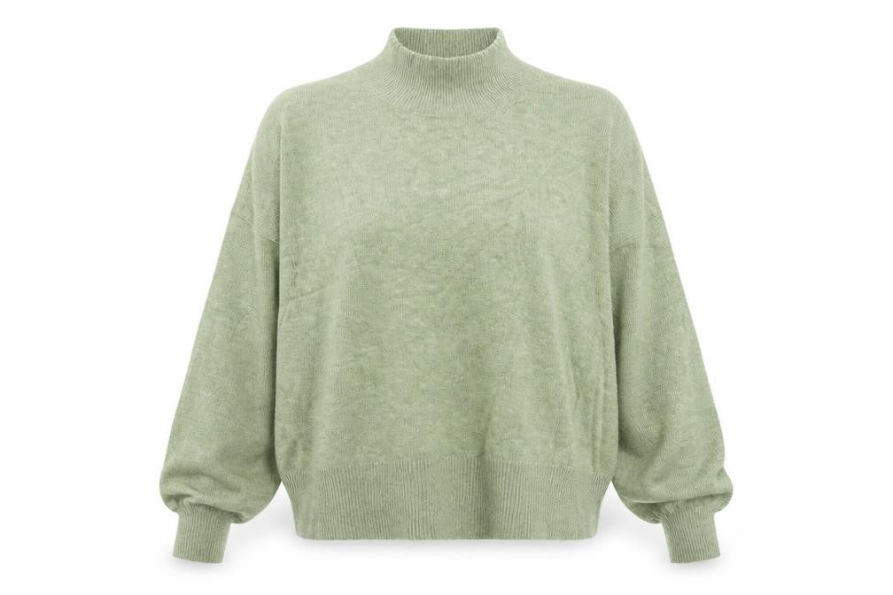 Fat Face Women Green UK 10 High Neck Knit Pullover Jumper Wool Alpaca