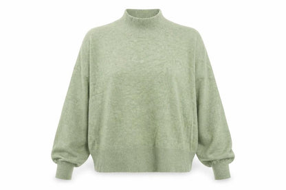 Fat Face Women Green UK 10 High Neck Knit Pullover Jumper Wool Alpaca