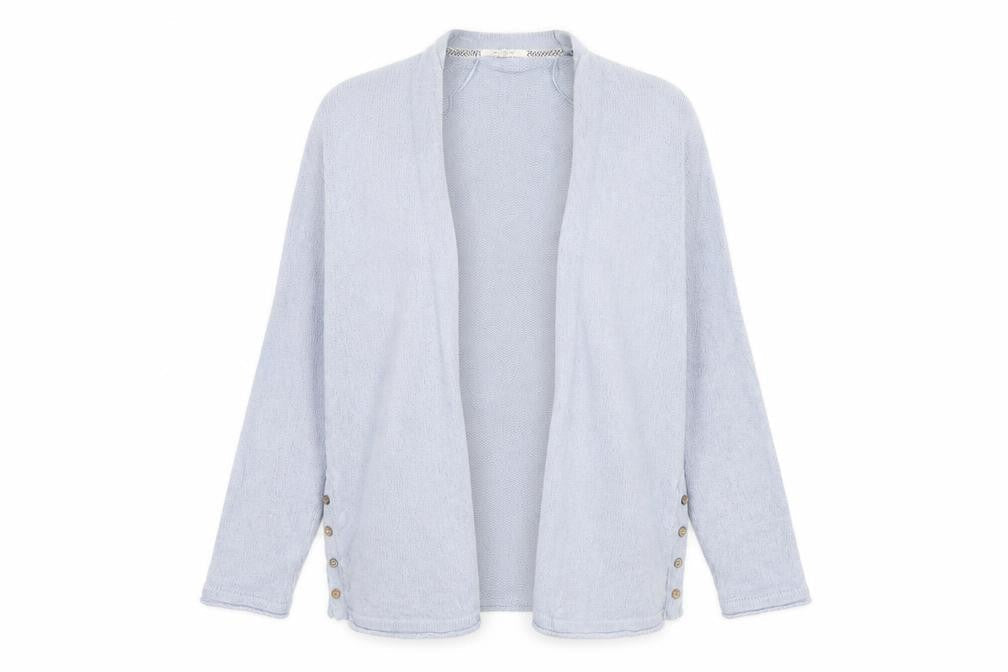 White Stuff Women Blue Size 18 Open Knit Linen Cotton Cardigan