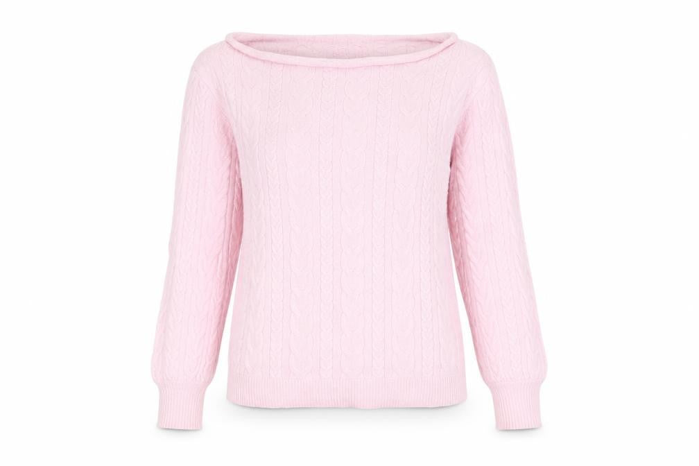 Threadbare Women's Pink UK 10 Cable-Knit Boat Neck Jumper
