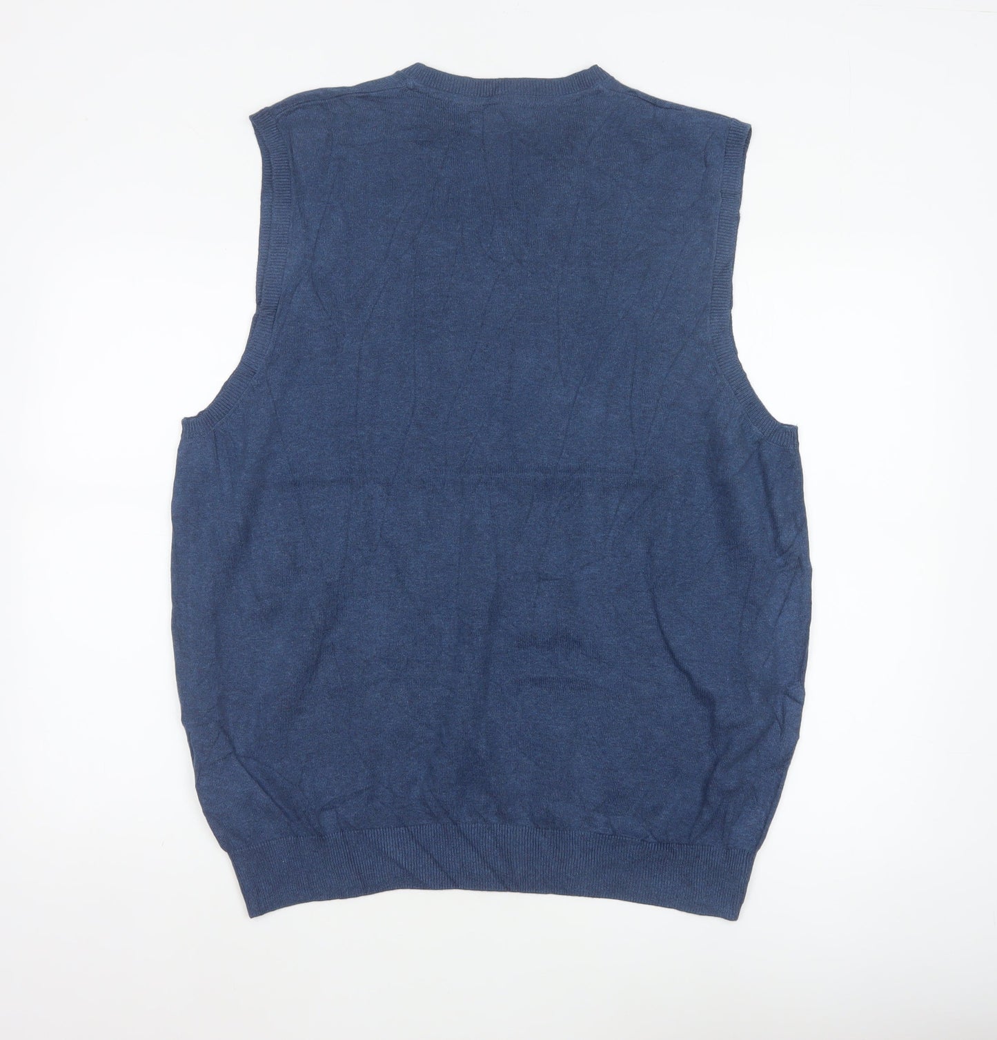 Marks & Spencer Men's Blue XL V-Neck Pure Cotton Knit Vest