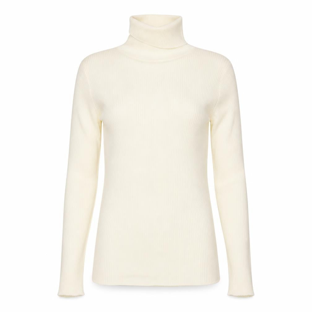 GAP Women Ivory XS Ribbed Roll Neck Slim Fit Cotton Jumper