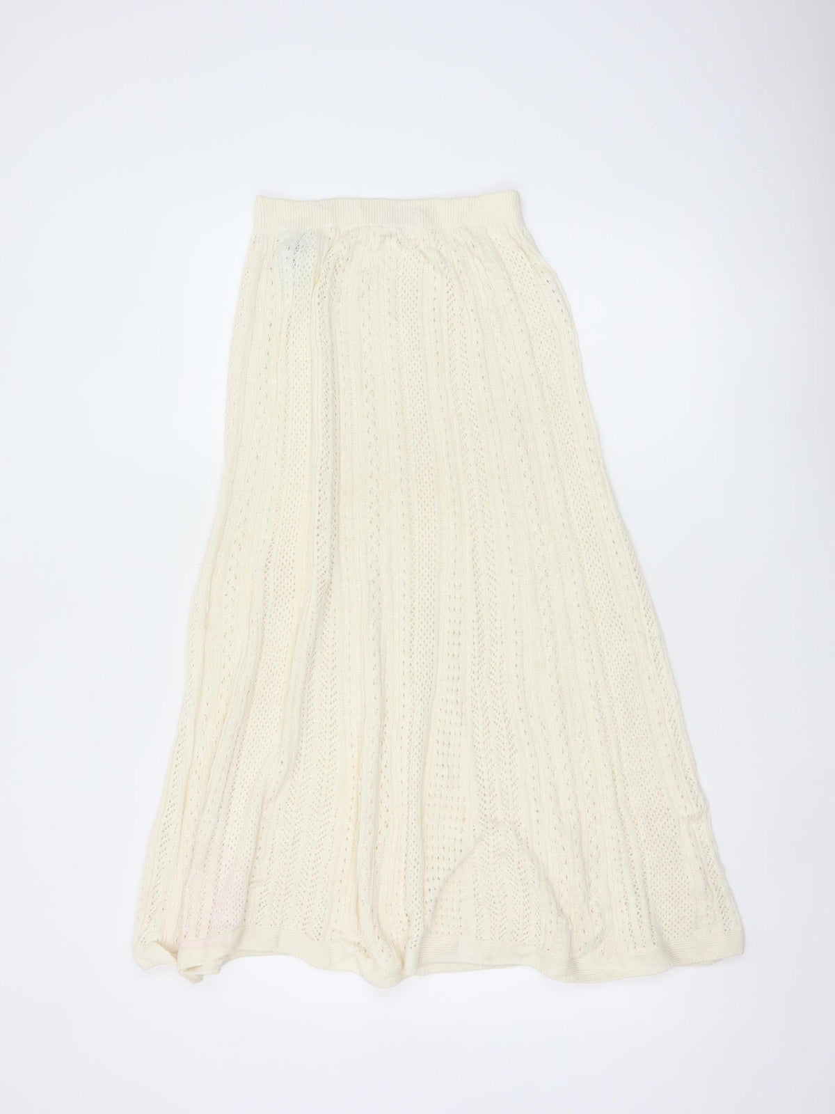 Uniqlo Ines de la Fressange Women Ivory M Cotton Knit Maxi Flare Skirt