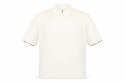 Front view of Autograph Men’s Ivory XL Pure Cotton 1/4 Zip High Neck Jumper