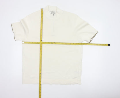 Back view of Autograph Men’s Ivory XL Pure Cotton 1/4 Zip High Neck Jumper
