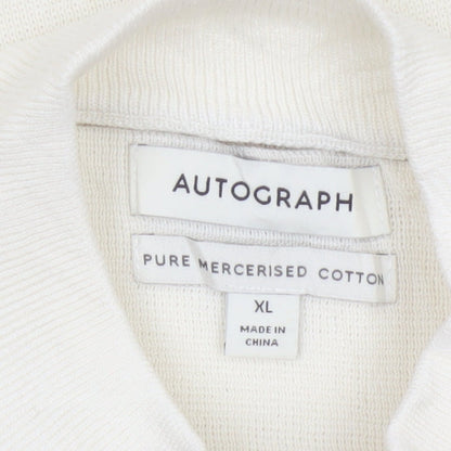 Additional view of Autograph Men’s Ivory XL Pure Cotton 1/4 Zip High Neck Jumper