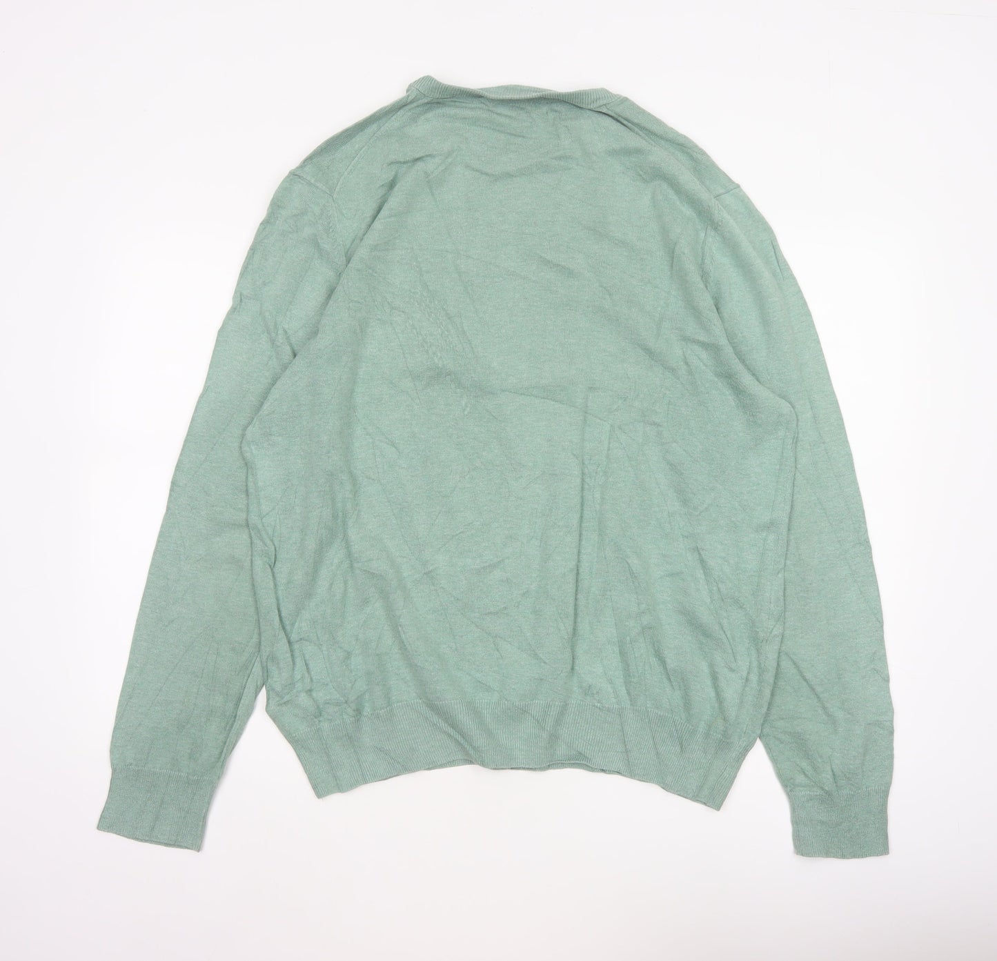 Marks & Spencer Men Green XL Pure Cotton Crew Neck Pullover Jumper