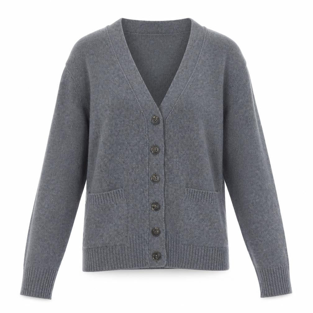 Baukjen Women Grey UK 8 V-Neck Button Cashmere Blend Cardigan
