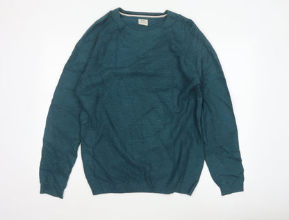 Additional front view of ACW85 Men’s Green Medium Cotton Crew Neck Knit jumper