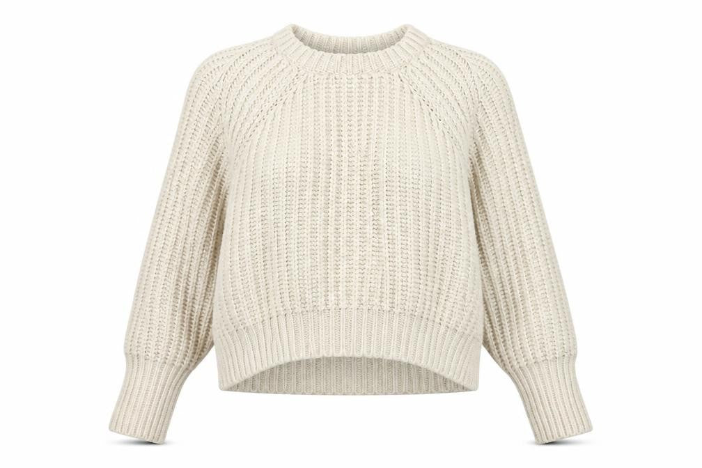 Zara Women Ivory L Chunky Cable Knit Crew Neck Raglan Jumper