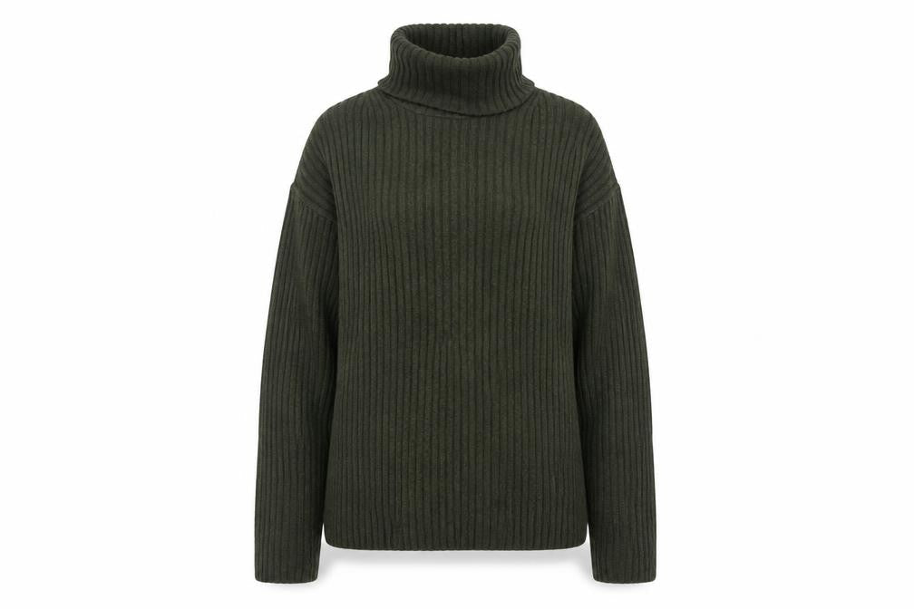 GAP Women’s Green M Ribbed Roll Neck Cotton Knit Pullover Jumper