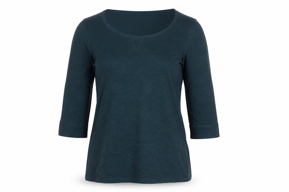 Marks & Spencer Women Green UK 14 Basic 3/4 Sleeve Jersey T-Shirt