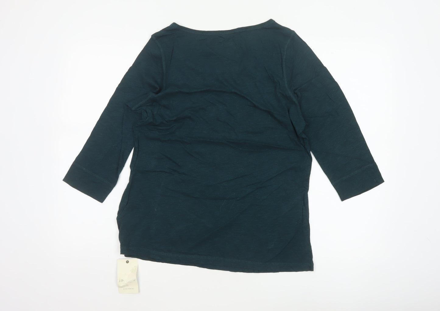 Marks & Spencer Women Green UK 14 Basic 3/4 Sleeve Jersey T-Shirt