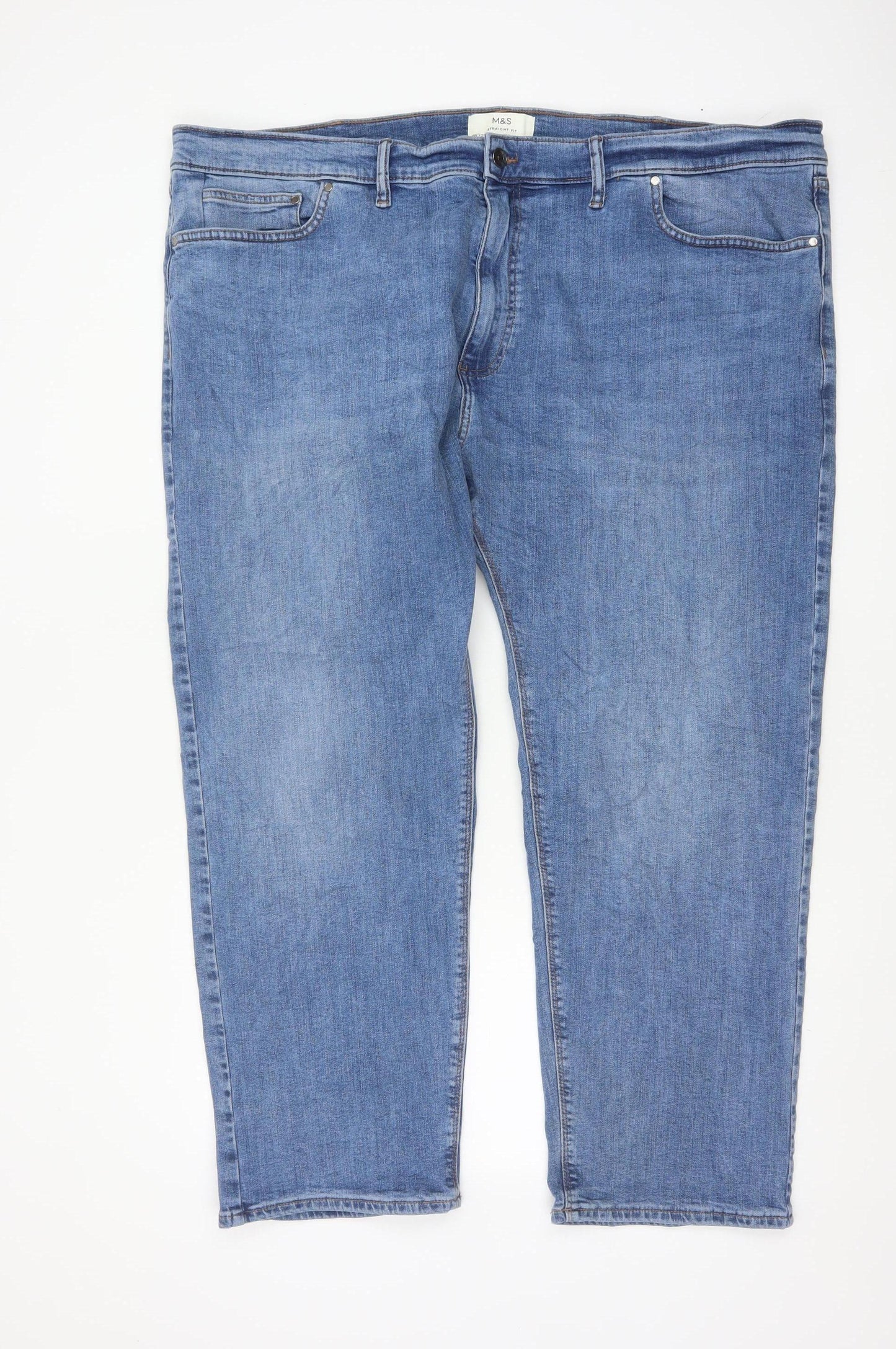 Marks & Spencer Men's Blue 46 29 Straight Fit Stretch Jeans