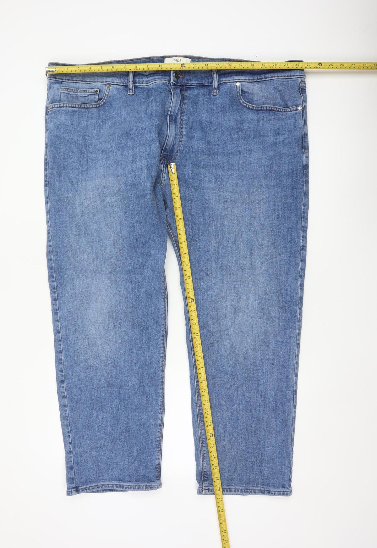 Marks & Spencer Men's Blue 46 29 Straight Fit Stretch Jeans