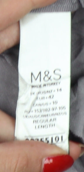 Marks & Spencer Women Grey Size 14 Tapered Tencel Rich Paperbag Trousers