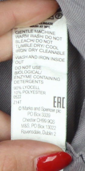 Marks & Spencer Women Grey Size 14 Tapered Tencel Rich Paperbag Trousers