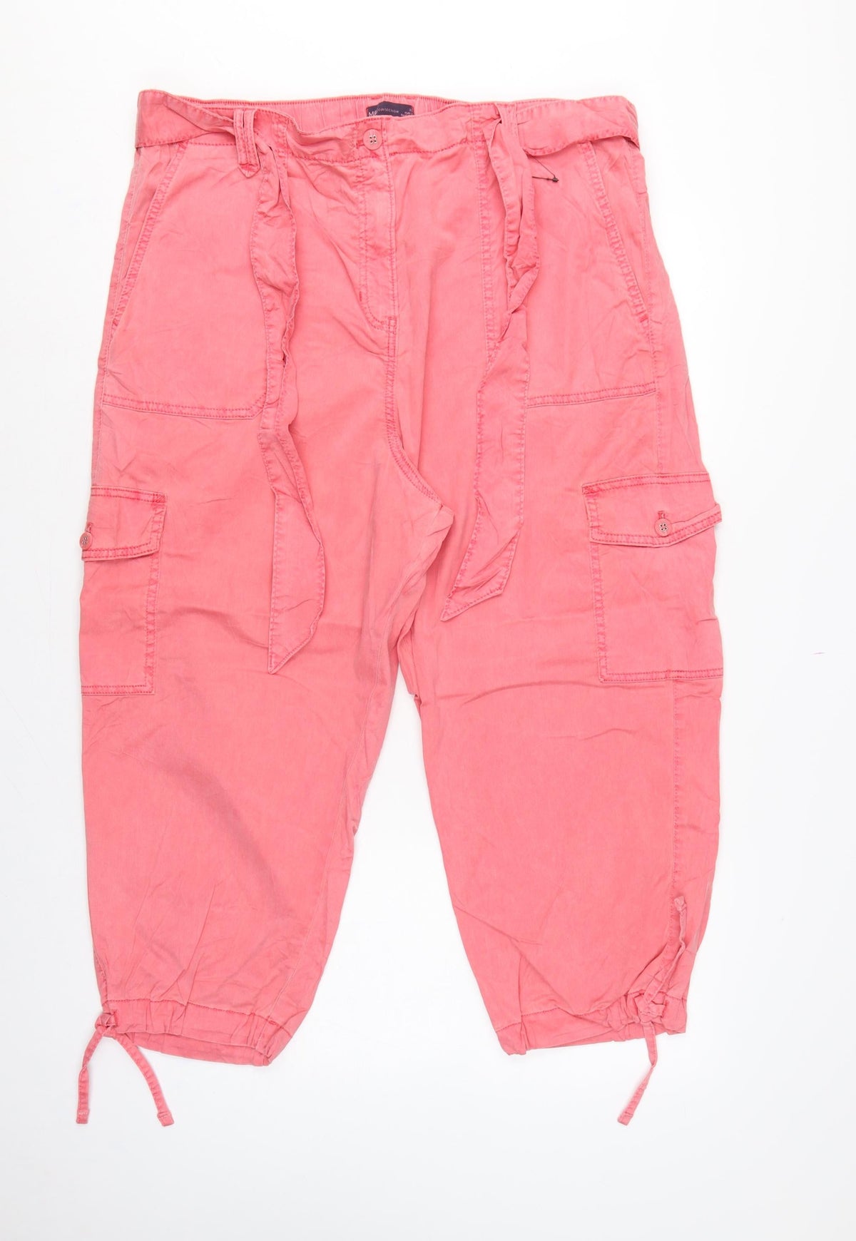 Marks & Spencer Women Pink UK 20 Cargo Cropped Lyocell Trousers