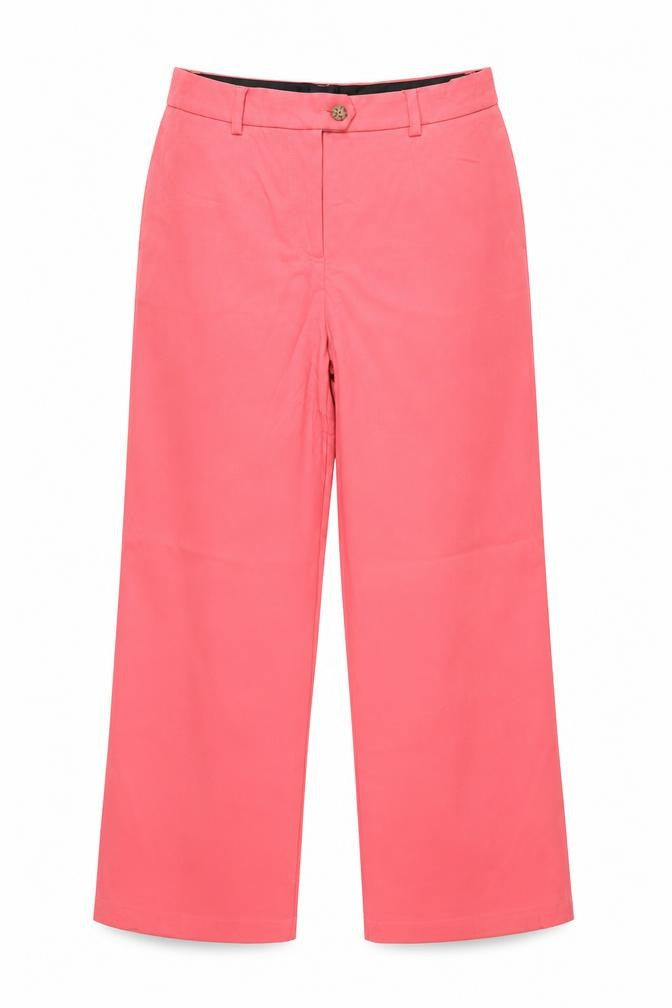Marks and Spencer Women Pink UK 14 Long Wide-Leg Tailored Trousers