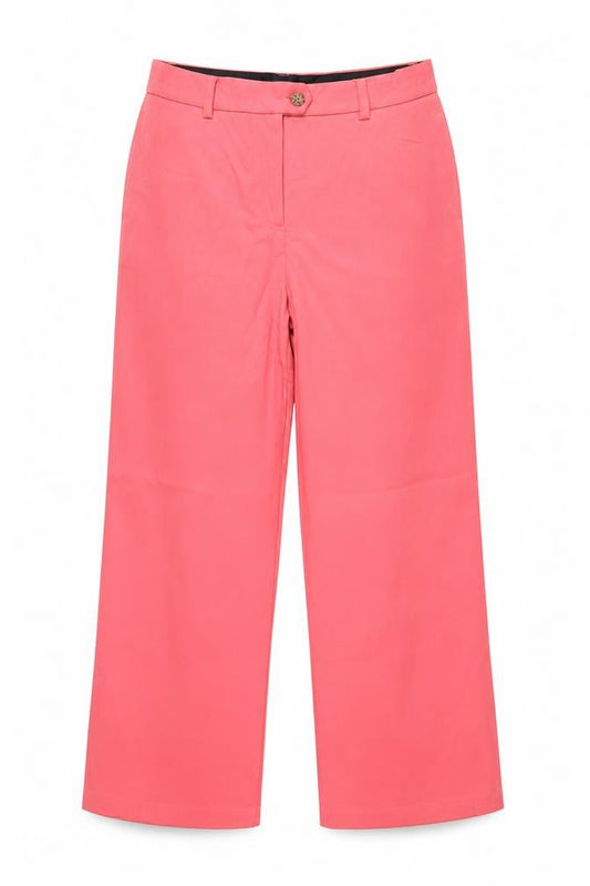 Marks and Spencer Women Pink UK 14 Long Wide-Leg Tailored Trousers