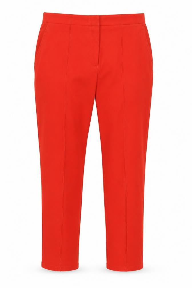 Marks & Spencer Women Red UK 18 Long High Rise Straight Trousers