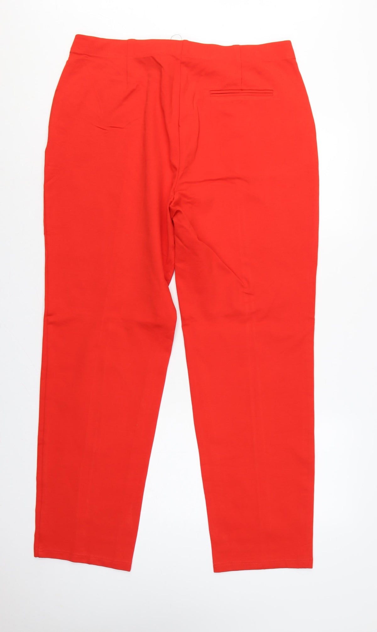 Marks & Spencer Women Red UK 18 Long High Rise Straight Trousers