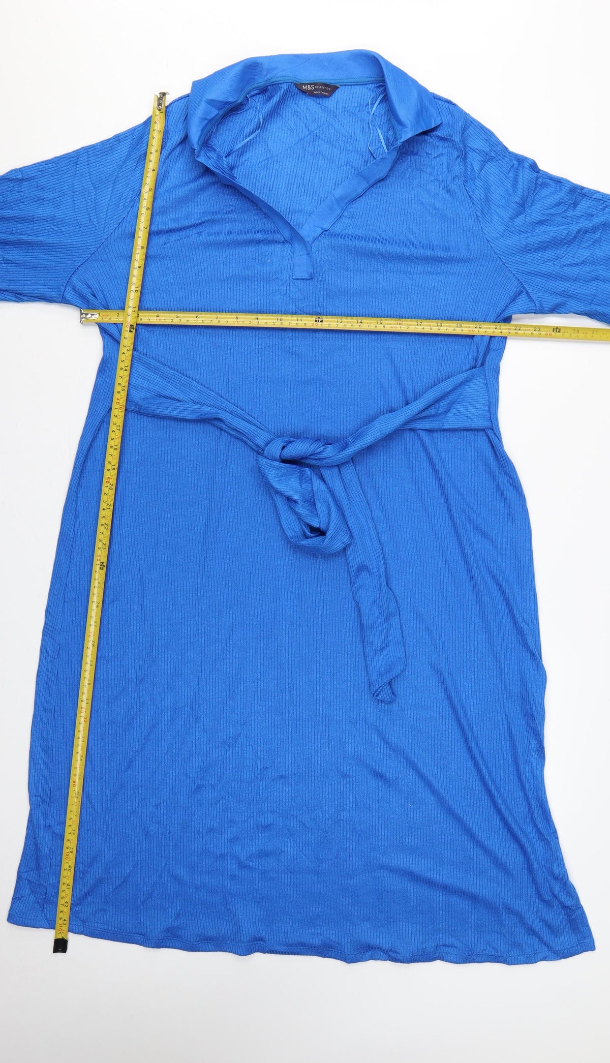 Marks & Spencer Women Blue UK 20 Long Shirt Dress Belted